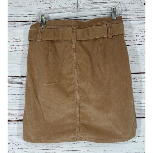 Express Corduroy Skirt Womens Teen Size 6 Brown Tan High Rise Belted Pockets - Picture 2 of 11